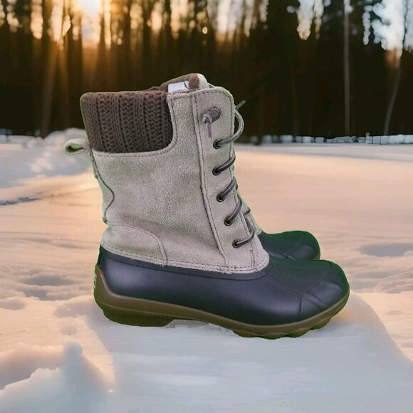 ✅Sperry Women Syren Misty Waterproof Suede Duck Boots Tan/Brown Winter/Snow Shoe - Picture 1 of 12
